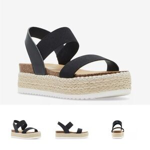 Steve Madden Black Espadrille Platform Sandals
